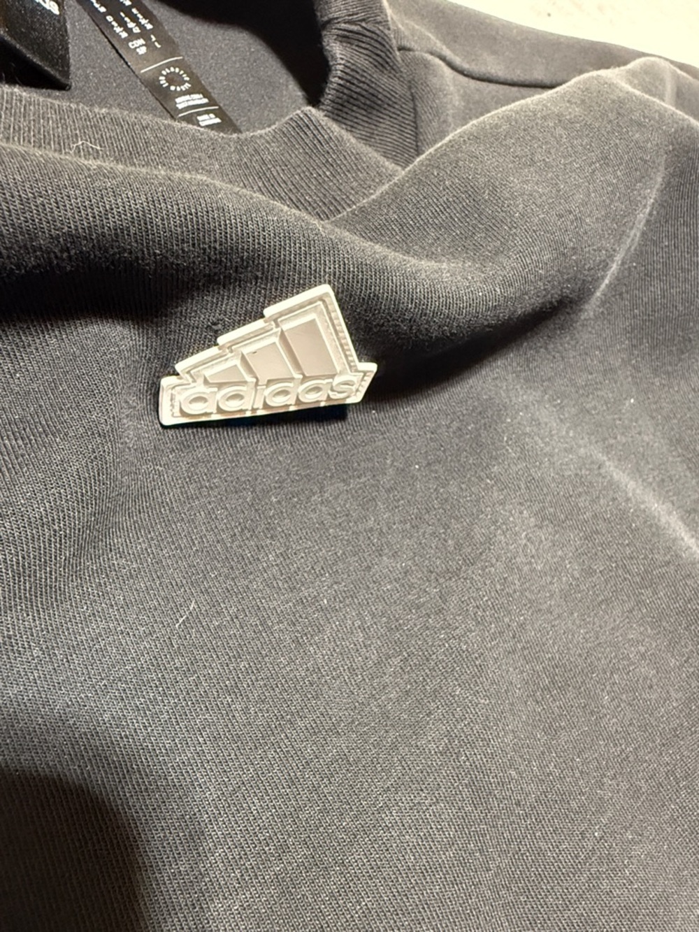 adidas Black Cropped Crewneck Sweatshirt with White Sleeve Stripes - Picture 4 of 9